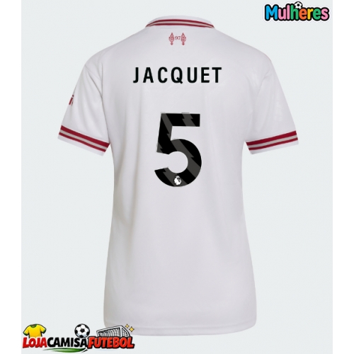Camisa de Futebol Liverpool Jeremy Jacquet #5 Equipamento Secundário Mulheres 2026-27 Manga Curta